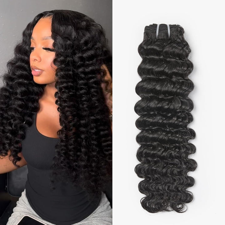 Deep Wave Human Hair Bundles Virgin Hair 100% Unprocessed Human Hair Extensions Double Weft Curly Ha