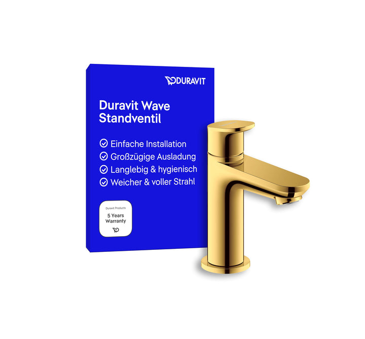 Duravit Wave Standventil (Auslauf Höhe 77 mm), Kaltwasser Waschtischmischer, Kaltwasserhahn Bad, Kal