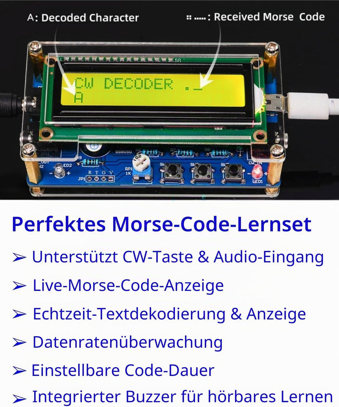 DIY Morsecode Lötbausatz, Morse Code Trainer Kit, Elektro Bausatz Löten mit Komponenten, Leiterplatt