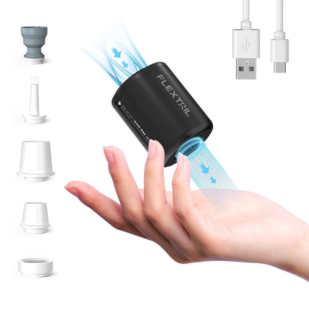 FLEXTAILGEAR Tiny PUMP2 X, Elektrische Luftpumpe mit 1300mAh Akku, Tragbare Kompakte Mini Pumpe USB