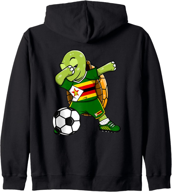 Dabbing Schildkröte Simbabwe Fussball Simbabweische Flagge Kapuzenjacke