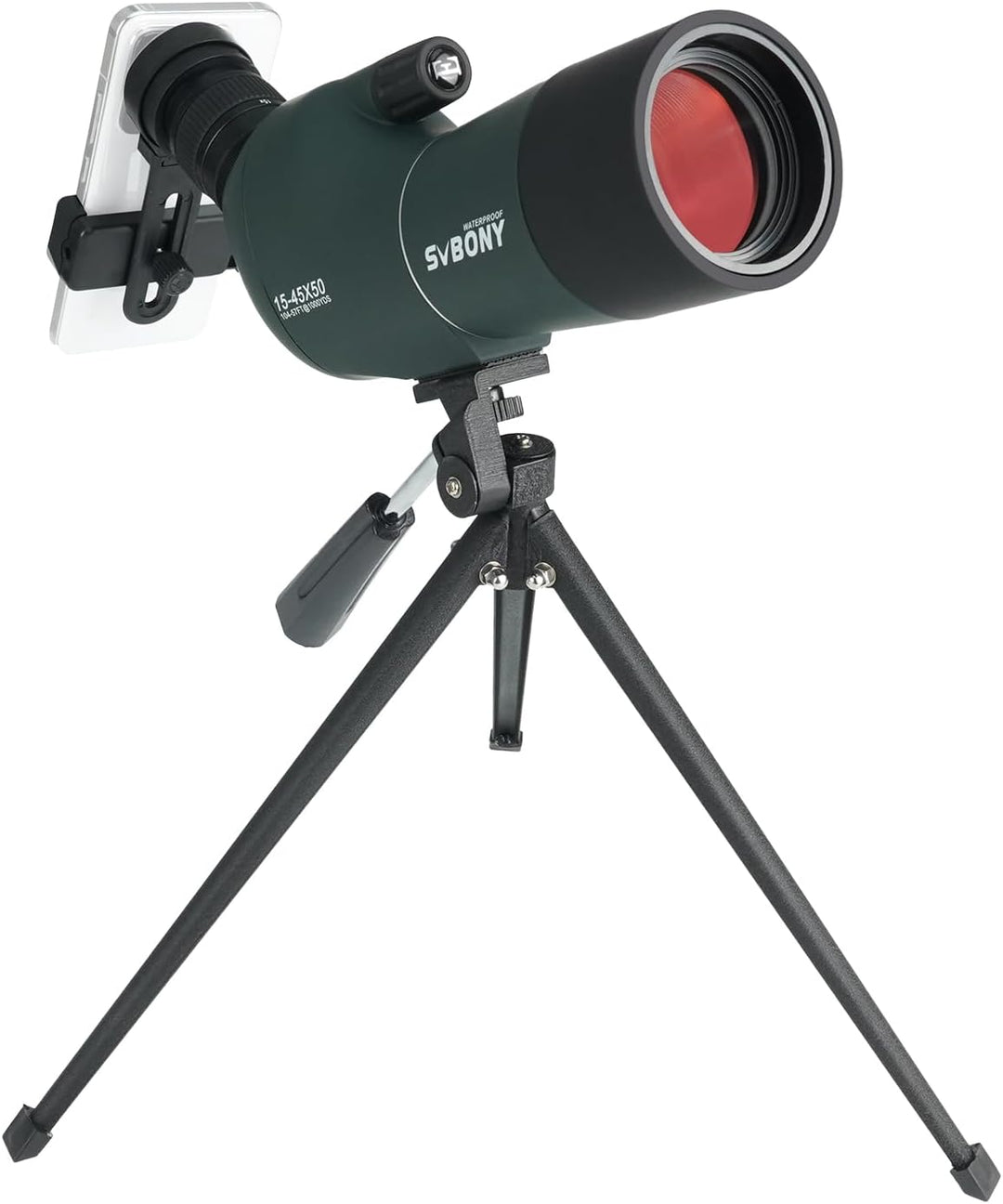Svbony SV28Plus Spektive mit Stativ, 15–45x50mm mit Telefonadapter, BAK4 A5 Weinrote FMC, IP65 Wasse