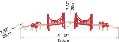 Hape Eisenbahnwelt Grosse Doppel-Hängebrücke, aus Holz, ab 3 Jahren