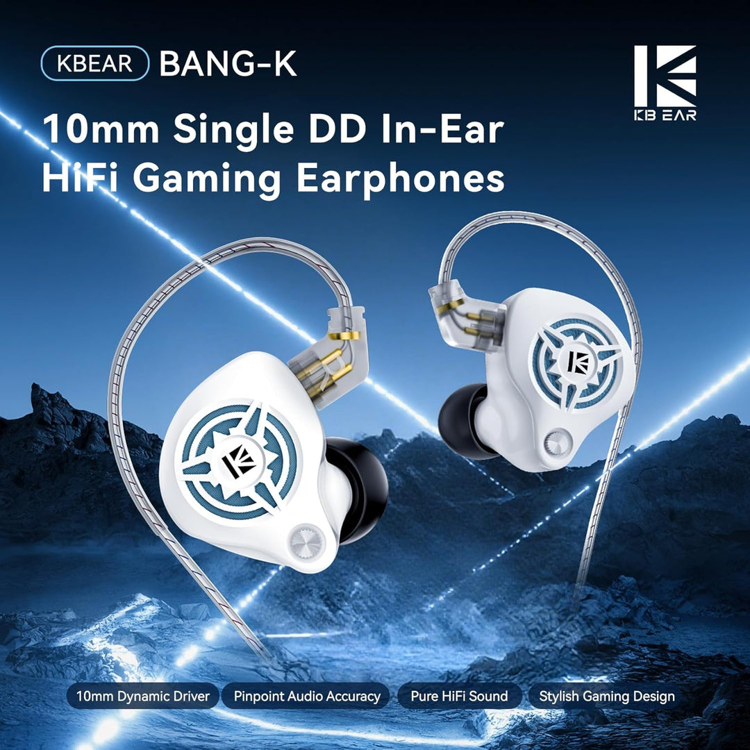 Yinyoo KBEAR BK1 Gaming-Kopfhörer mit Mikrofon, 10mm Dynamic Driver Gaming-Ohrhörer für FPS-Spieler,