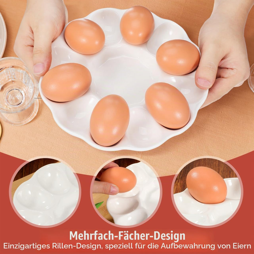 Homoyoyo Keramik Eierablage Serviertablett für Gefüllte Eier Ostern Eierteller Multifunktional als K