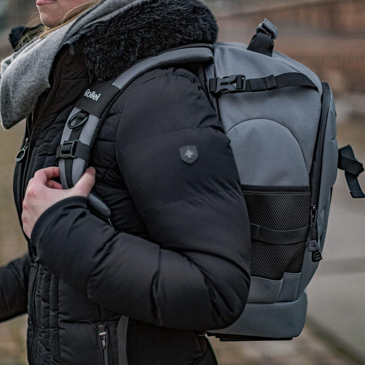 Rollei Fotoliner Ocean M: Kamerarucksack aus 43 recycleten PET-Flaschen, inkl. Regenschutz, Handgepä