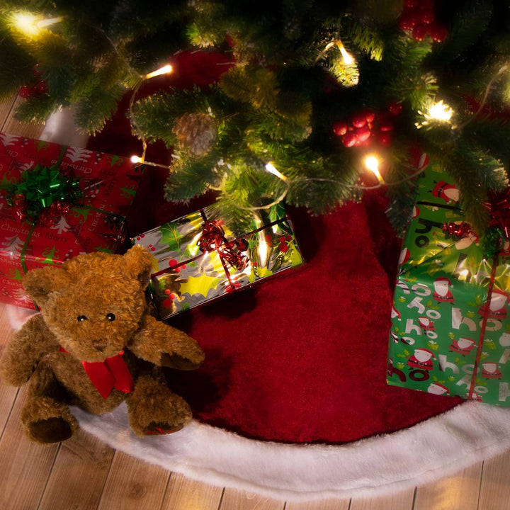 com-four® Premium Weihnachtsbaumdecke zum Schutz vor Tannennadeln - runde Christbaumdecke für den Li