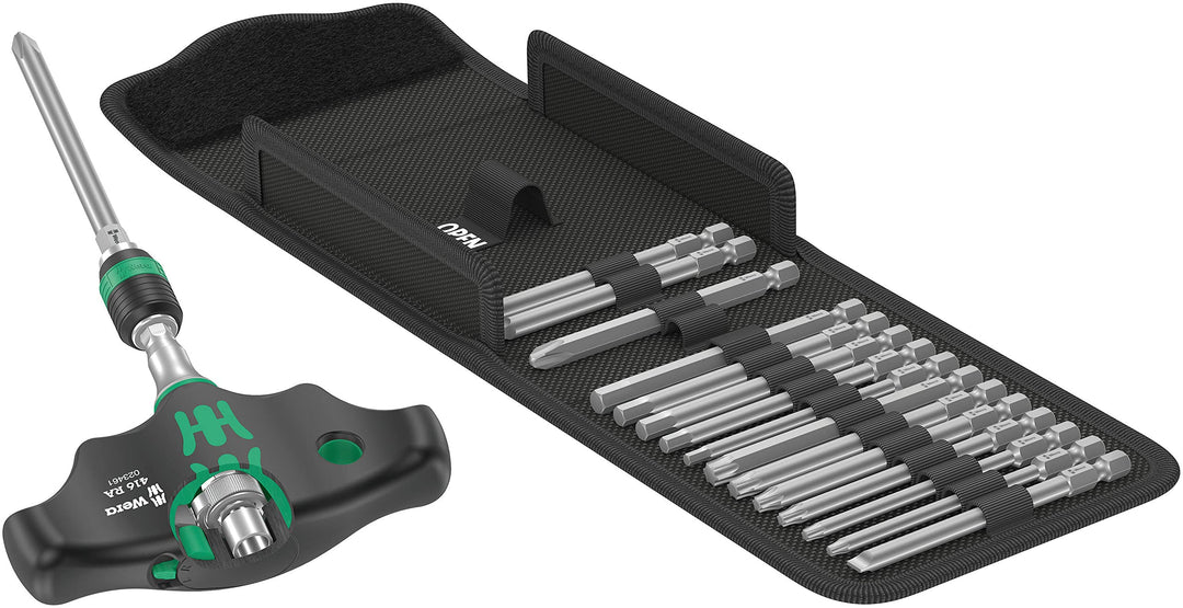 Wera 05057473001 Kraftform Kompakt 400 RA Imperial Set 1, Quergriff-Bit-Handhalter mit Ratschenfunkt