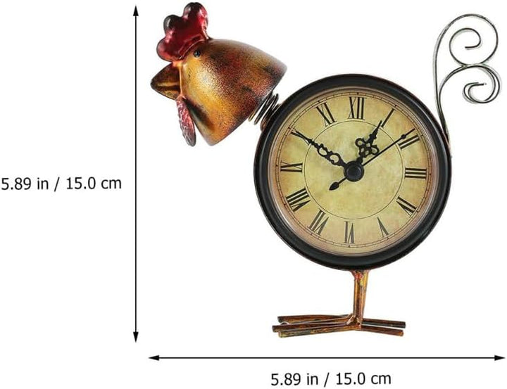 Garneck Retro Kaminuhr Mit Pendel – Vintage Tischuhr Im Römischen Stil Mit Hahn Figuren - Stille Qua