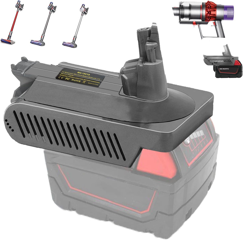 JJXNDO für Dyson V10 Batteriewechsel, V10 Adapter für Milwaukee M18 18V Li-Ionen Batterie Konverter