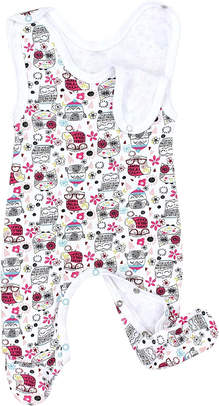 TupTam Baby Unisex Strampler mit Aufdruck Spruch 5er Pack 50 Eule Comic Safaritiere Rosa, 50 Eule Co