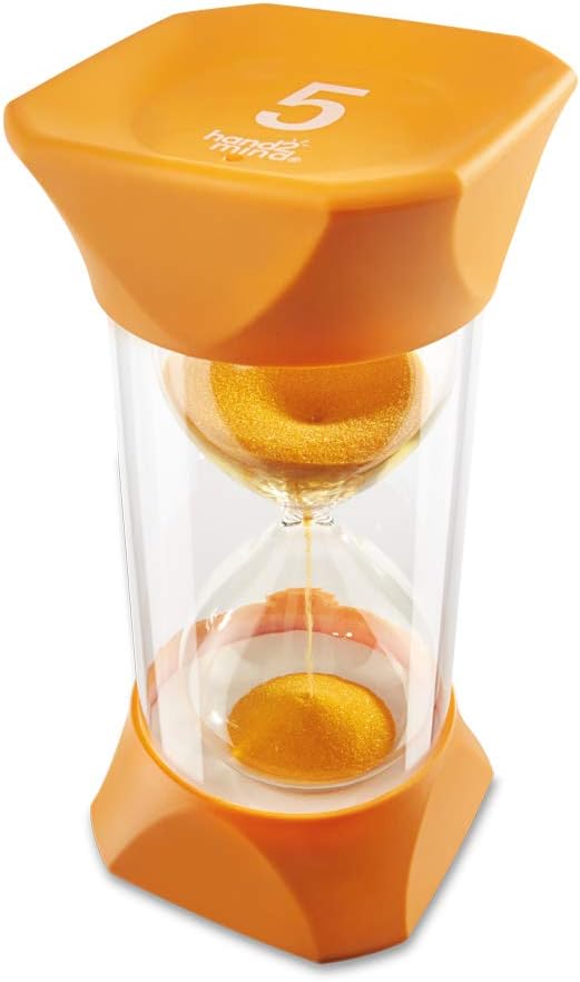 Learning Resources Jumbo-Sanduhr, 5-Minuten-Sanduhr mit gummierten weichen Endkappen, für ruhige Pau