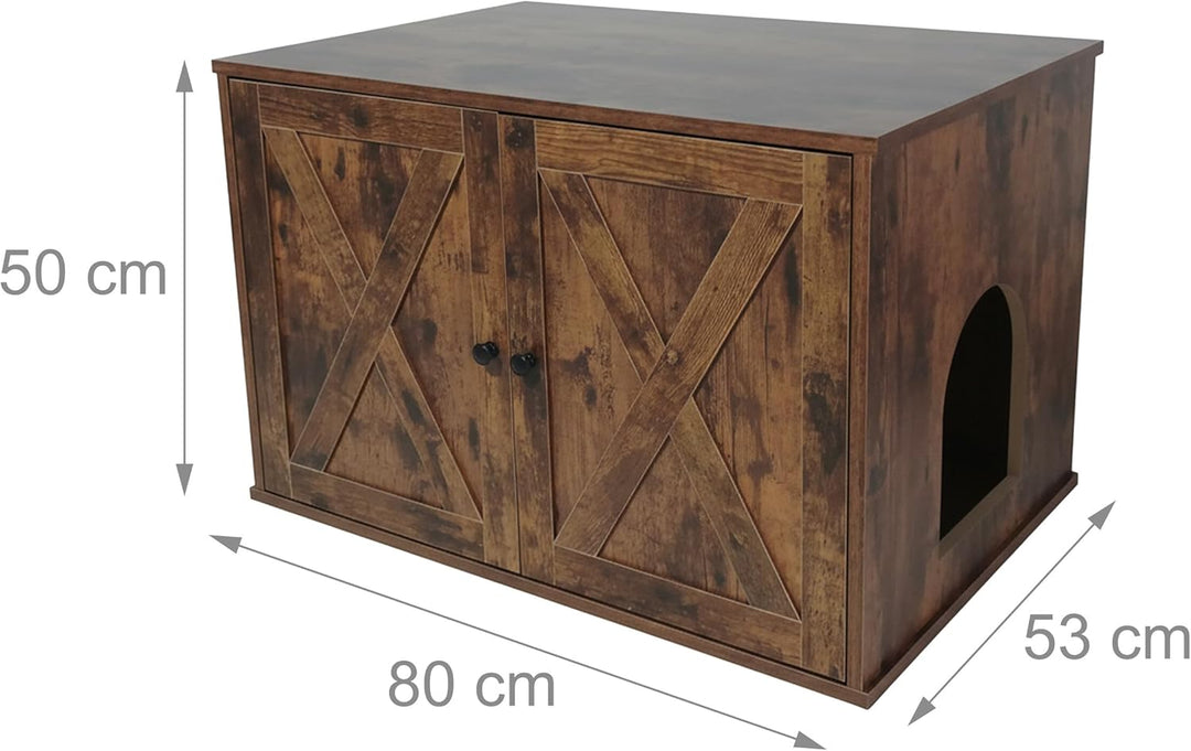 Relaxdays Katzenschrank für Katzentoilette, Trennwand, Eingang, Katzenklo verstecken, HBT: 50x80x53