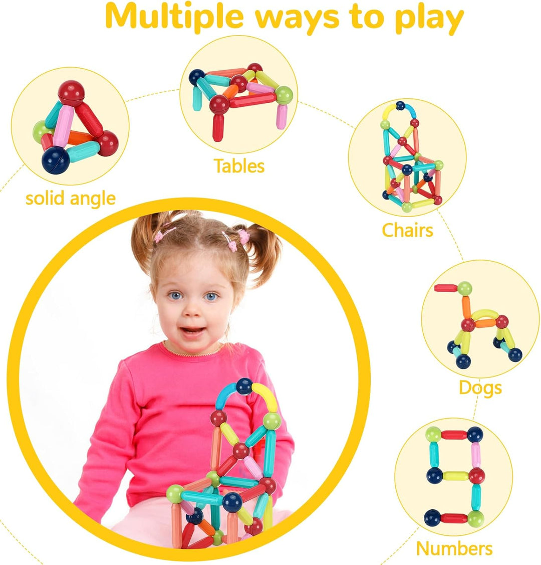 Farerkass Magnetische und Stangen, 88 Teile Magnetische Bausteine, pädagogisches Magnet Spielzeug Ki