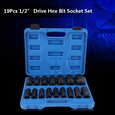 16Pcs Air Hex Bit Sechskant Bit Impact Socket Set mit Werkzeugkasten für Autoreparatur und Wartung,