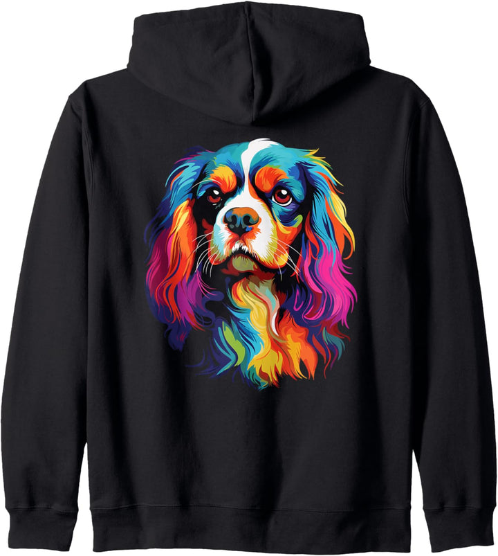 Wasserfarben Farbenfroher Cavalier King Charles Spaniel Kapuzenjacke