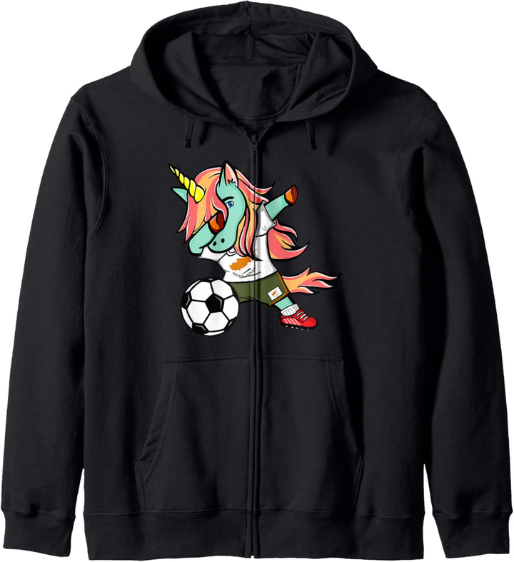 Dabbing Unicorn Einhorn Zypern Fussball - Zypriotische Flagge Kapuzenjacke
