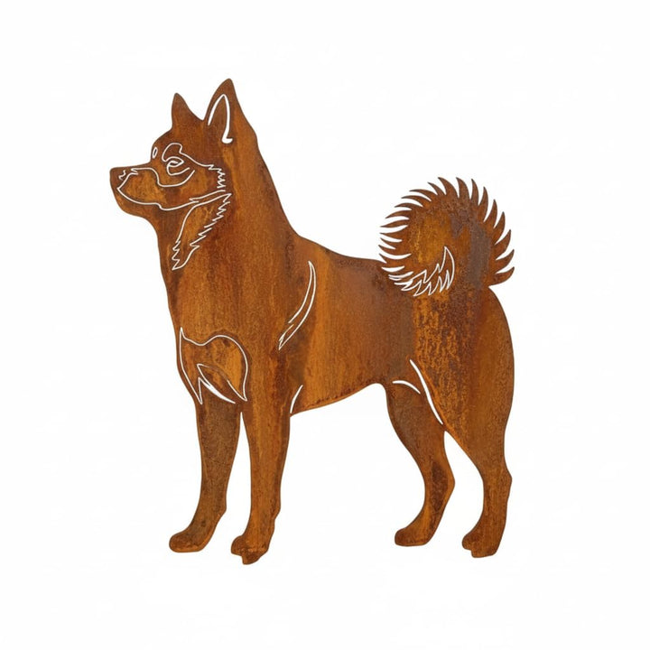 KPGA KAPAGA HOME & GARDEN Edelrost Gartenstecker Shiba Inu - Rost Deko Hund Rostfigur Gartendeko für