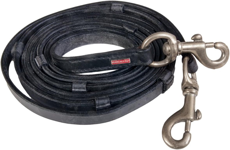 Karlslund Zügel Leder Reins, Black Chrome, k380-bla-chr