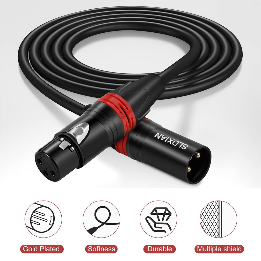 SLDXIAN XLR Kabel, Mikrofonkabel XLR Stecker auf XLR Busche, XLR Verlängerung für Verstärker, Mixer,