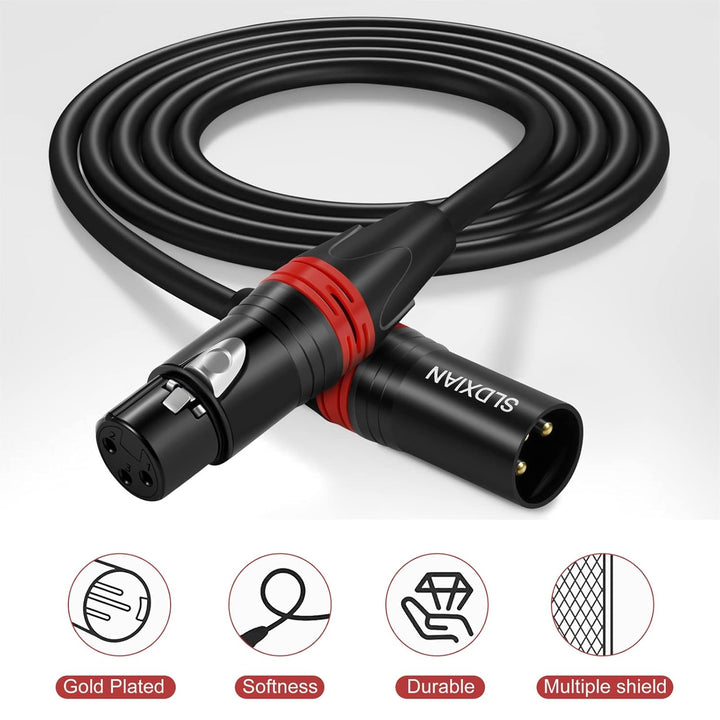 SLDXIAN XLR Kabel, Mikrofonkabel XLR Stecker auf XLR Busche, XLR Verlängerung für Verstärker, Mixer,