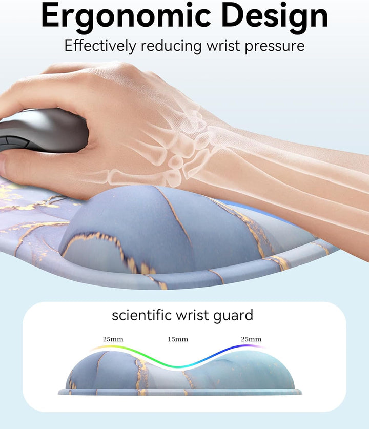 Mauspad mit Gelkissen,Ergonomisches Mousepad mit handauflage mit weichem Gelpolster,rutschfester Bas