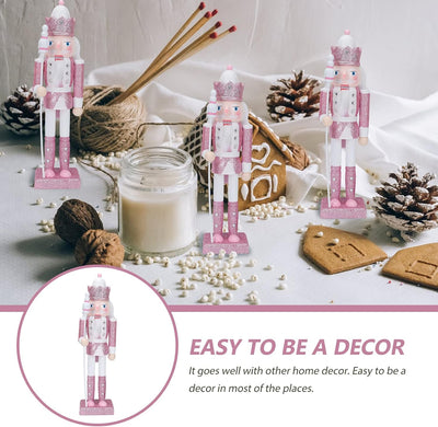Veemoon Rosa Weihnachtsnussknacker mit Spazierstock 30 5 cm Handgefertigter Nussknacker aus Holz für