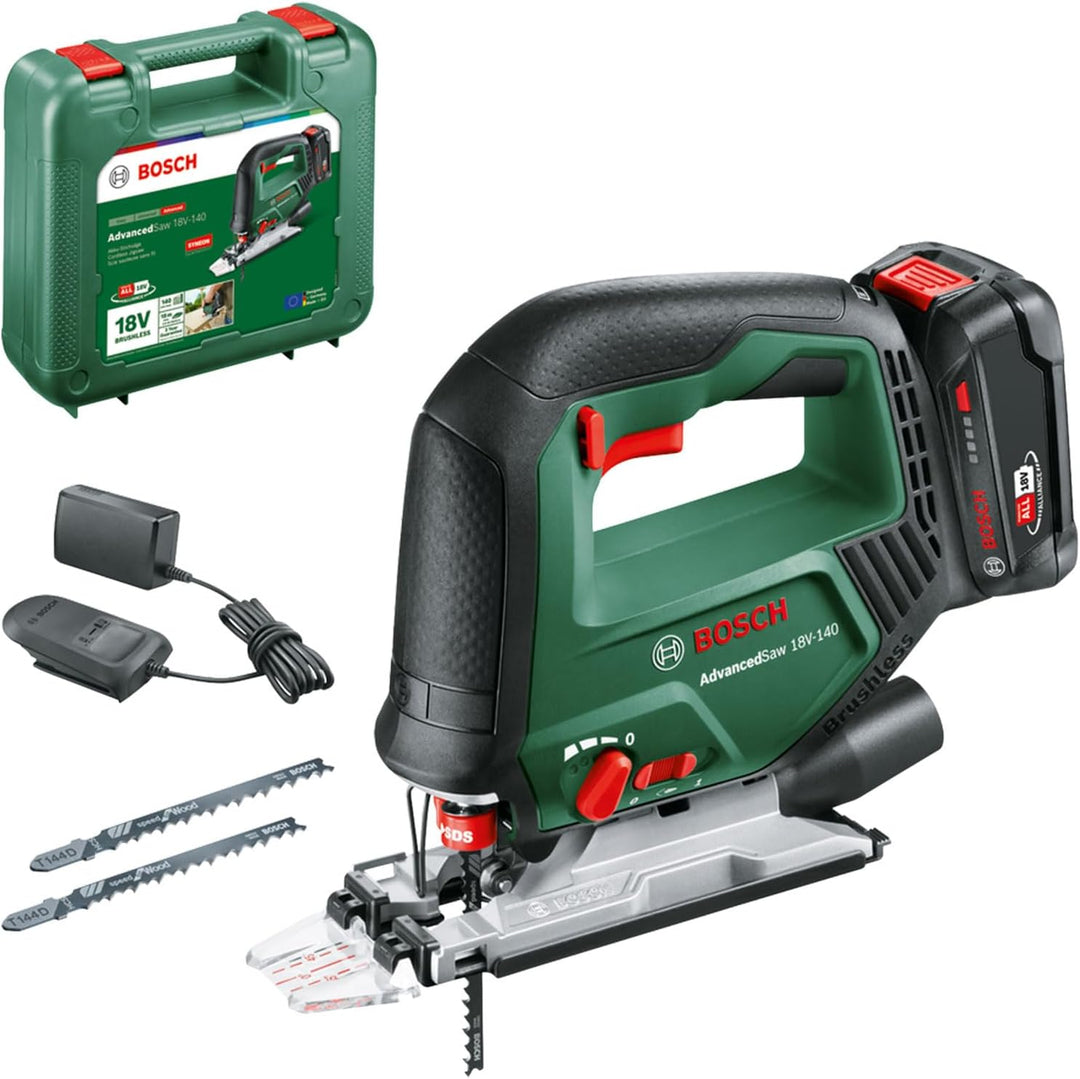 Bosch Akku-Stichsäge AdvancedSaw 18V-140 (Pendelhub, bürstenloser Motor, Schnitttiefe Holz/Stahl/Alu