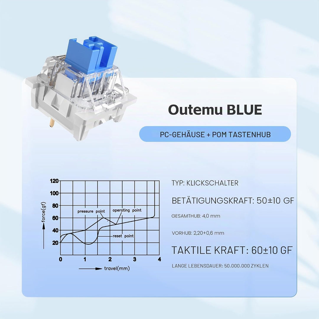 OUTEMU Blau Switch 3 Pin Schalter Gateron und Cherry MX Äquivalent DIY Austauschbarer Schalter für M
