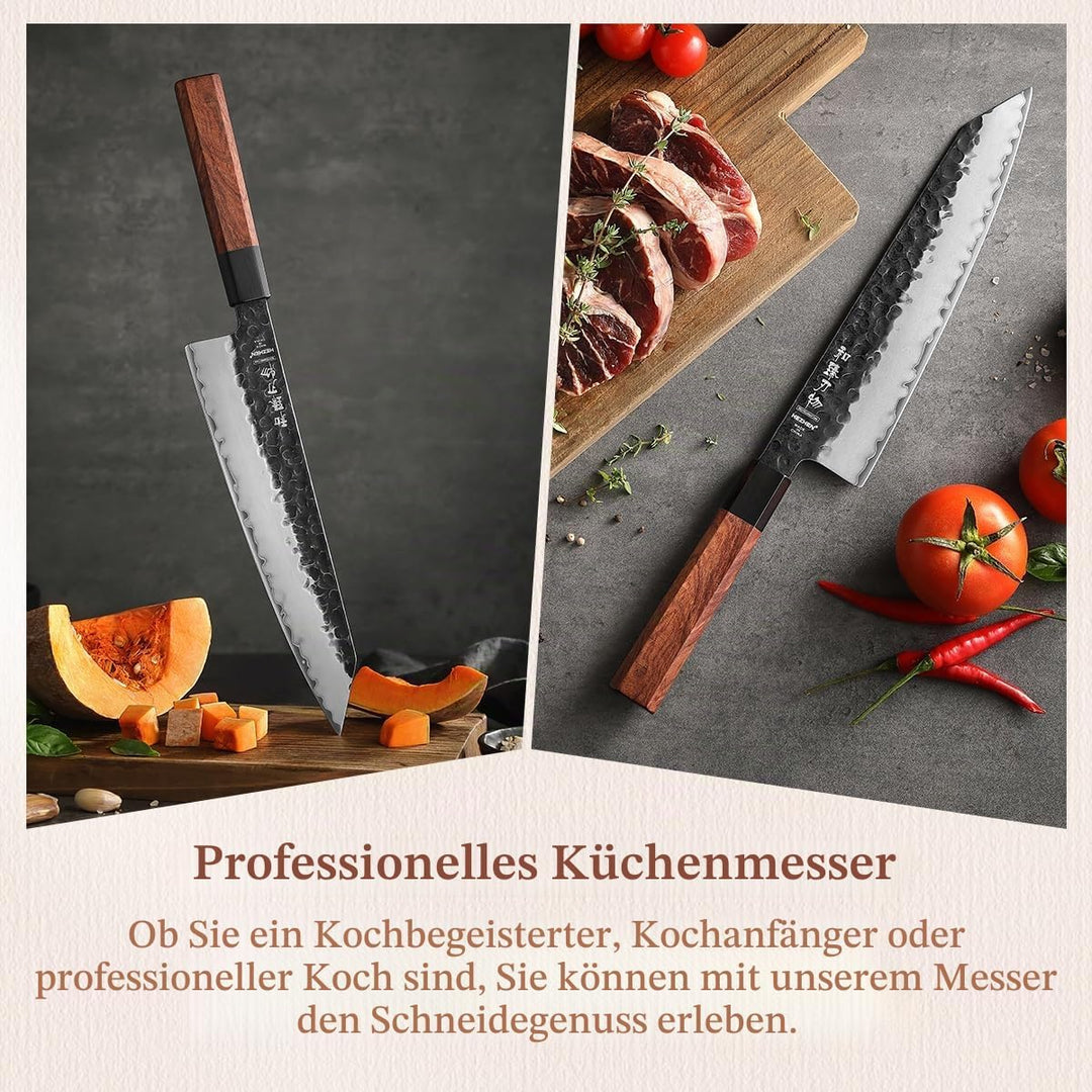 HEZHEN Kiritsuke Messer, Scharfes Kochmesser im Japanischen Stil Küchenmesser Profi, Handgeschmiedet