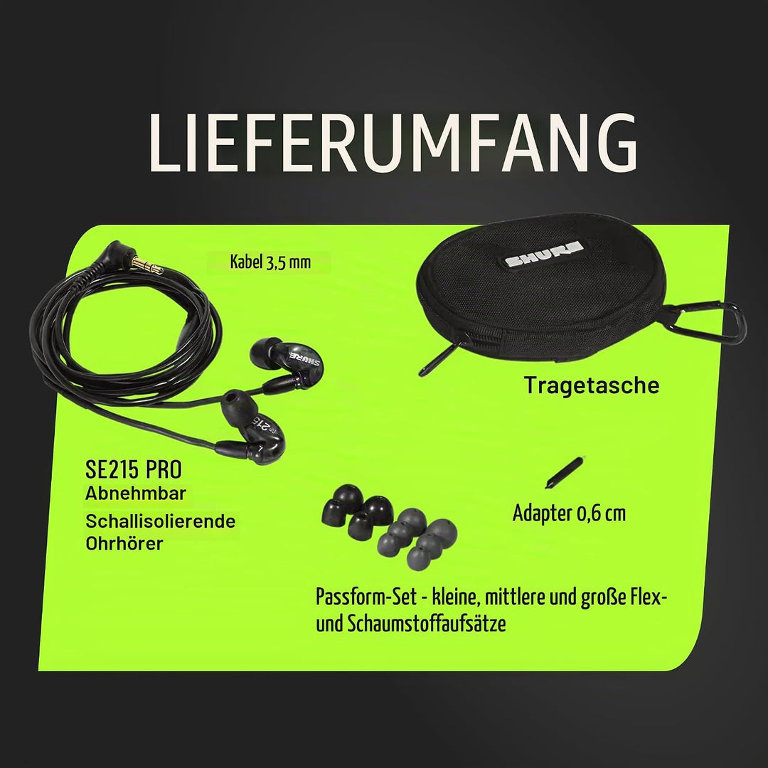 Shure SE215-K, In-ear Kopfhörer/Ohrhörer, schwarz, Premium, Sound Isolating, Geräuschunterdrückung,