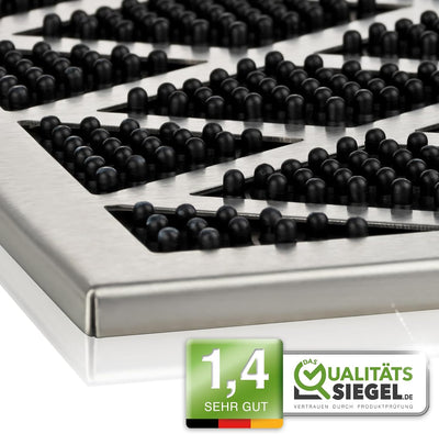 HEIMWERT Premium Fussmatte für Aussen aus rostfreiem Edelstahl | Abnehmbarer Edelstahlrahmen | Gummi