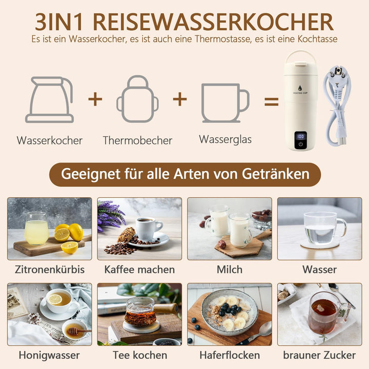 Reise Wasserkocher Klein,220V 300W Tragbarer Elektrischer Wasserkocher mit Automatischer Abschaltung