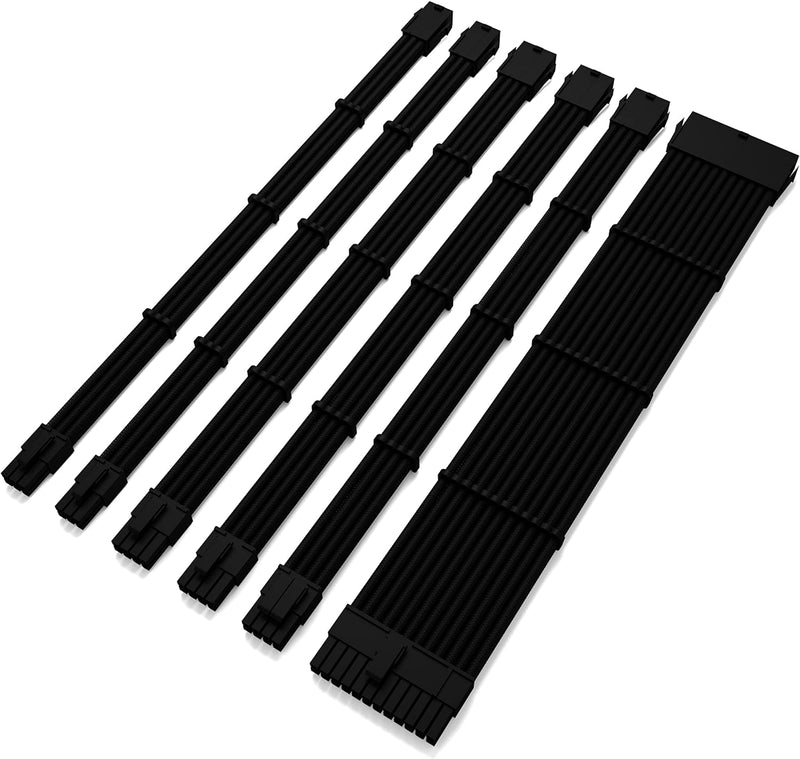 dcl24.de 30CM Sleeved Cable PC Extension Kit Schwarz für Netzteil, GPU/CPU, PSU Cable Extensions mit