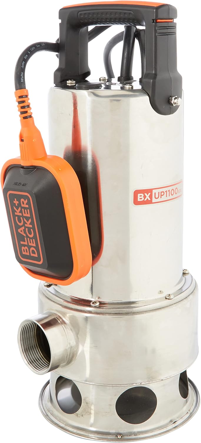Black+Decker BXUP1100XDE Tauchpumpe für Schmutzwasser (1100 W, max. Förderleistung 16.500 l/h, max.
