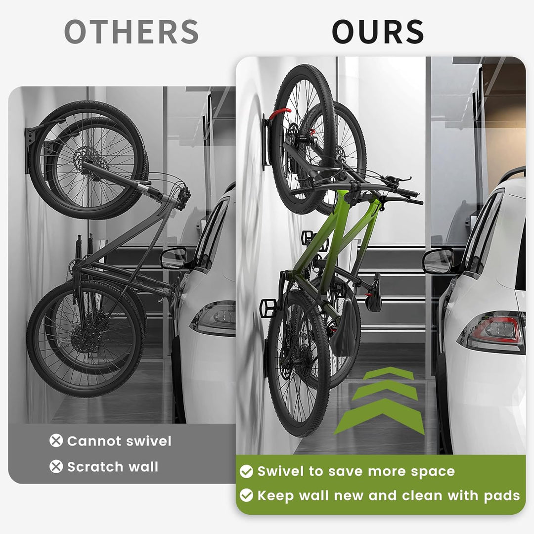 Housolution Drehbare Fahrrad-Wandhalterung, Vertikaler Fahrradaufhänger für die Garage, Mountainbike