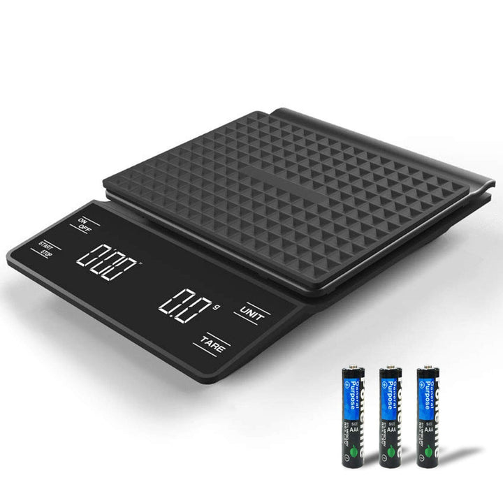 Kaffeewaage mit Timer, 3kg/0.1g Kaffeewaage Elektronische Küchenwaage, Digitale Kaffee Skala mit LED
