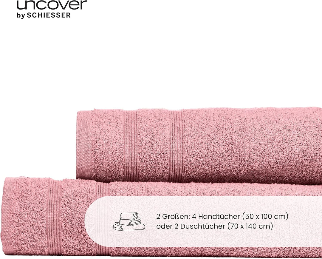 uncover by Schiesser Handtücher Brooklyn im 4er Set aus weichem Baumwoll-Frottier, Made IN Green, Fa