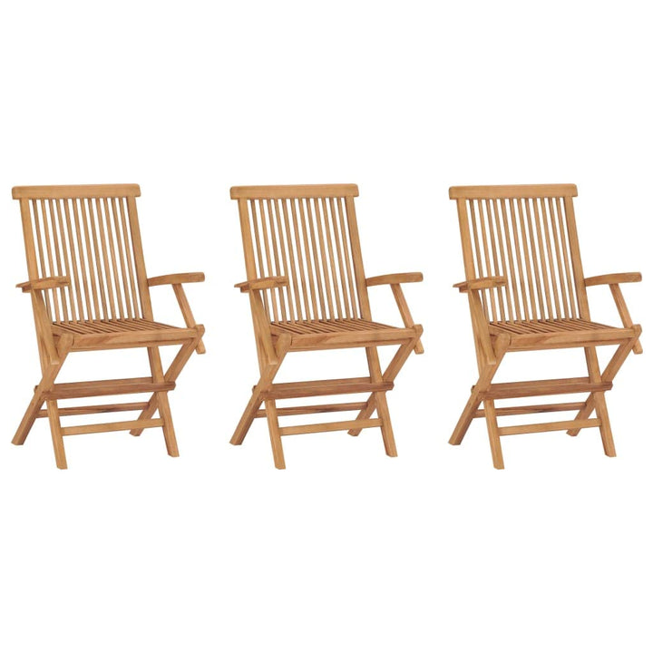 vidaXL 3X Teak Massiv Gartenstuhl mit Armlehnen Klappbar Holzstuhl Klappstuhl Stuhl Stühle Gartenmöb