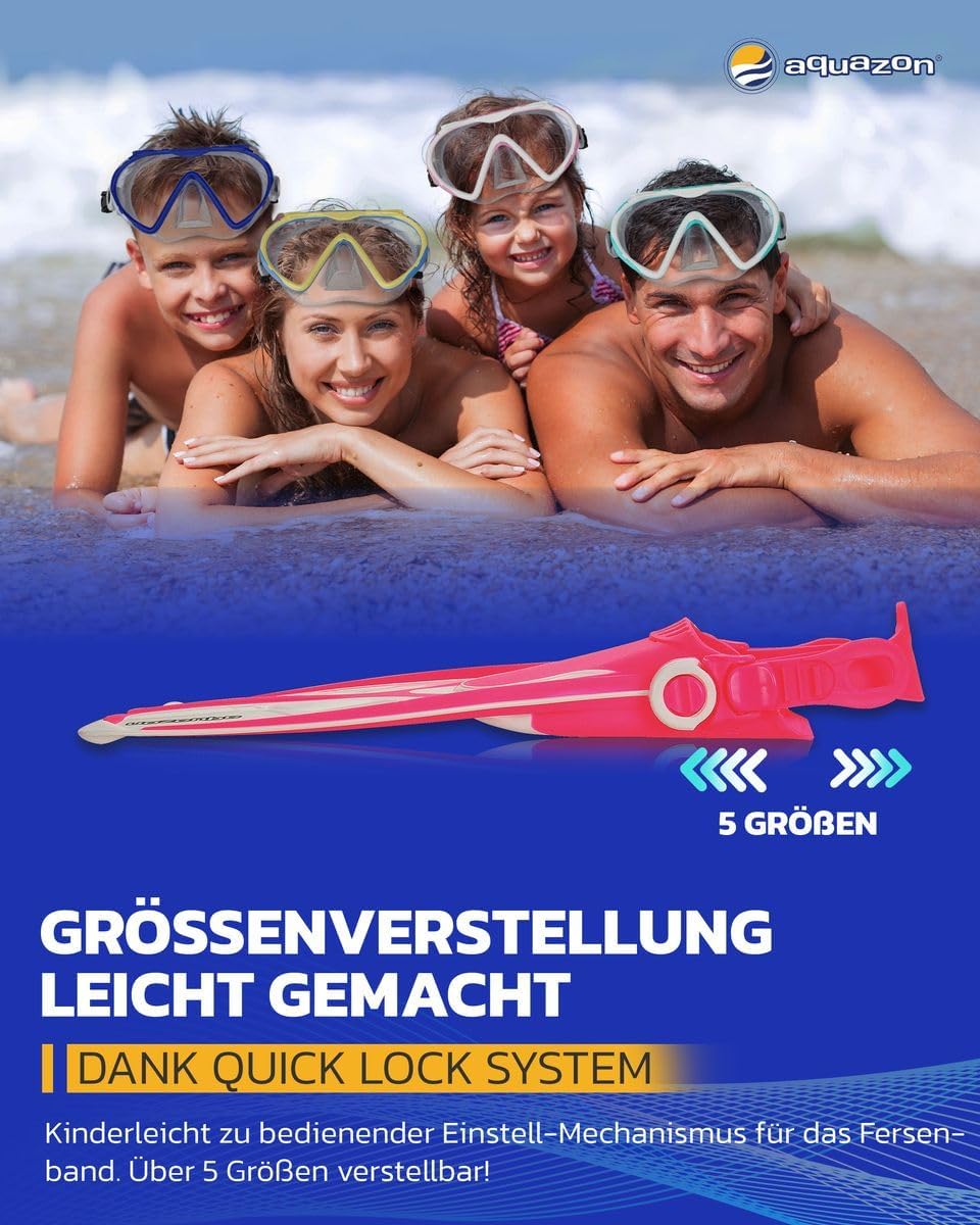 AQUAZON Style Verstellbare Flossen, Schnorchelflossen, Taucherflossen, Schwimmflossen für Kinder und
