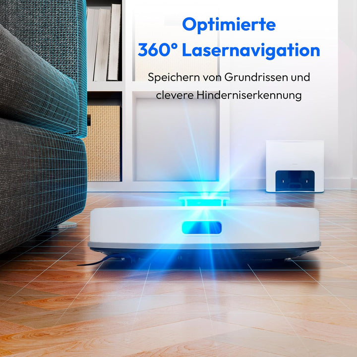 MEDION Saugroboter mit Absaugstation und Wischfunktion X23 SW+ (Lasernavigation, Starke 5000Pa Saugk