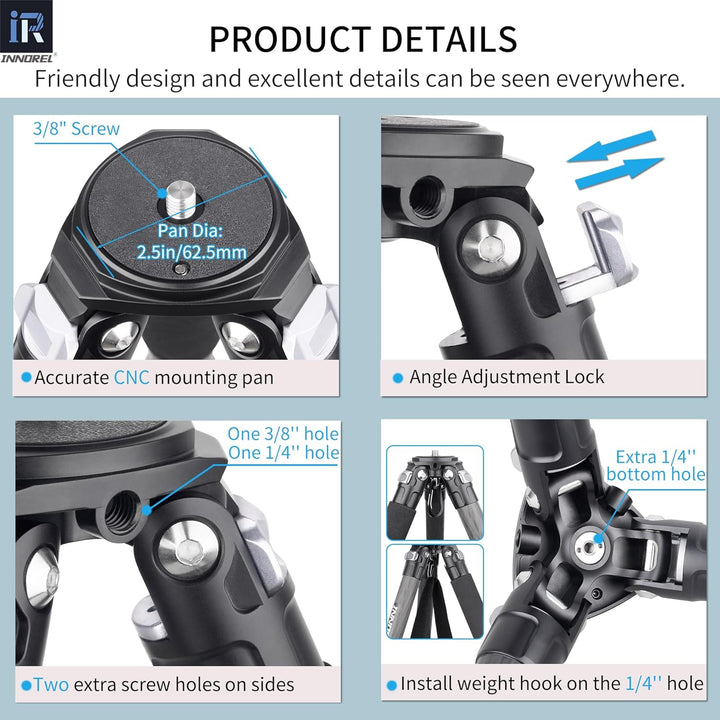 Karbonfaser-Stativ INNOREL KT324C Professionelles, tragbares, kompaktes Reisestativ für DSLR-Kameras