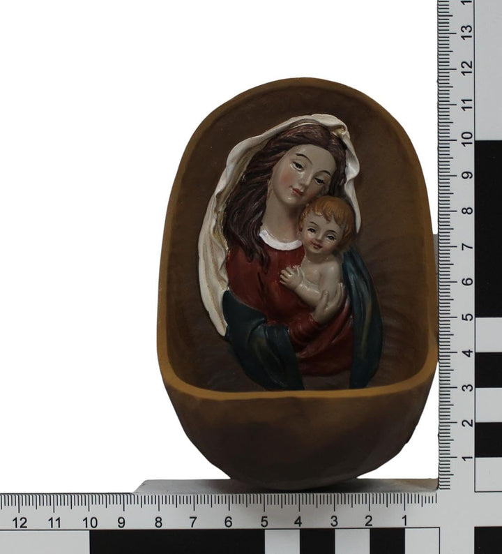 ZICOM Weihwasserkessel Weihwasserbecken Maria mit Kind Höhe 12cm handbemalt Polyresin