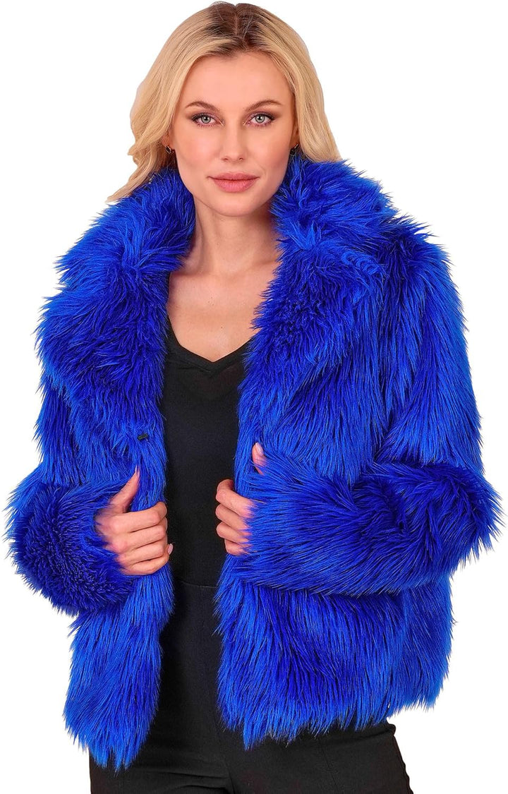 W WIDMANN MILANO Party Fashion - Damen Kunstfell-Jacke, flauschiger Pelz, Plüschjacke, Kostüm, Party