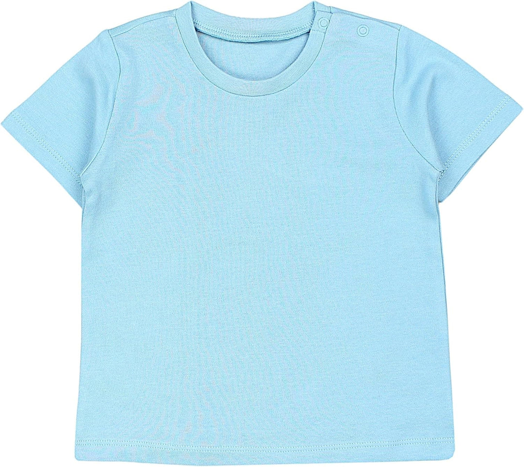 TupTam Baby Jungen Kurzarm T-Shirt mit Aufdruck Unifarben Sterne Streifen 5er Set 68 Blau Grau Mix J