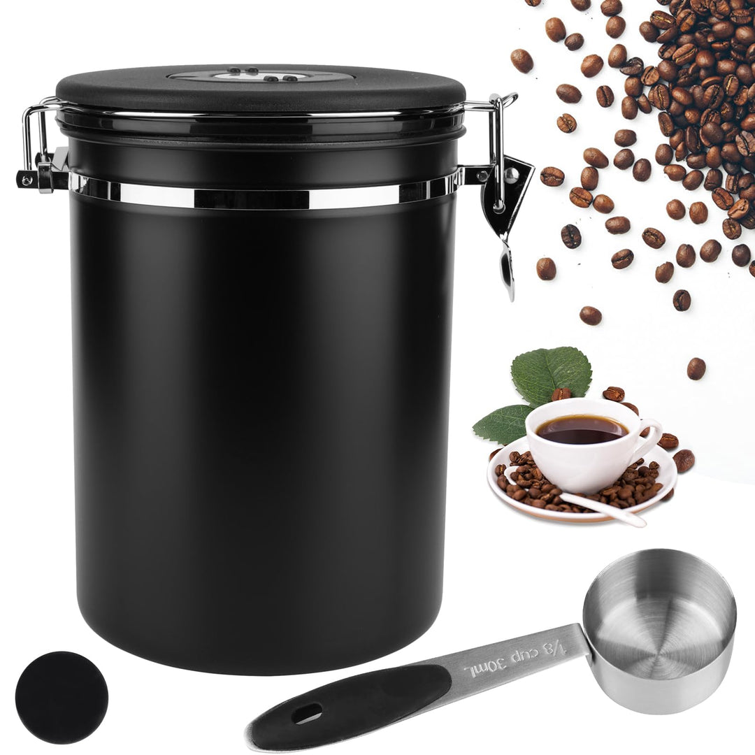 OurLeeme Kaffeedose Luftdicht aus Edelstahl 2.8L Glas mit Deckel Kaffeebhnen Behälter Vorratsdose Au