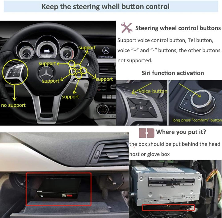 Road Top Wireless Carplay Android Auto Retrofit Kit Decoder für Mercedes Benz GLC C V A B Serie W205