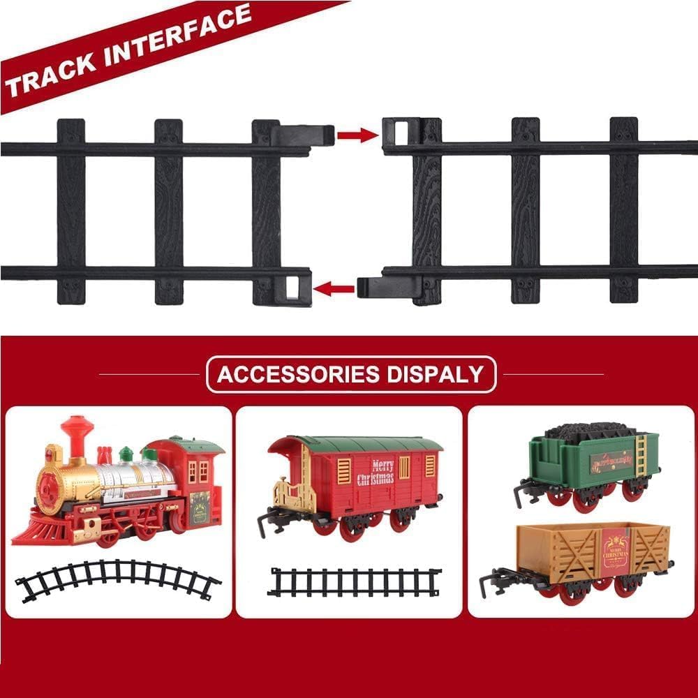 Weihnachtszug Set, Elektrische Bahngleis Spielzeug Weihnachtsdekoration, realistischen Klängen, Weih