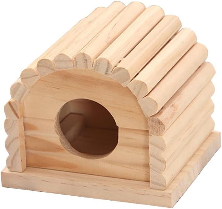 Yardwe Hamsterhaus Aus Holz 10X10X9Cm Robustes Kleintierhaus Mit GemüTlichem Versteck FüR Hamster Go