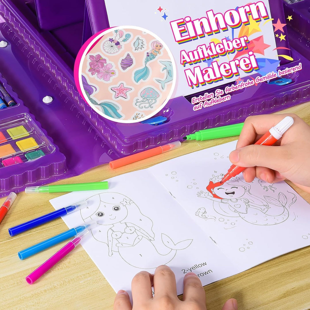 PENCCOR Premium Malset Deluxe – 208-teilig – Malkoffer für Kinder Anfänger Tolles-Buntstifte Set, Wa